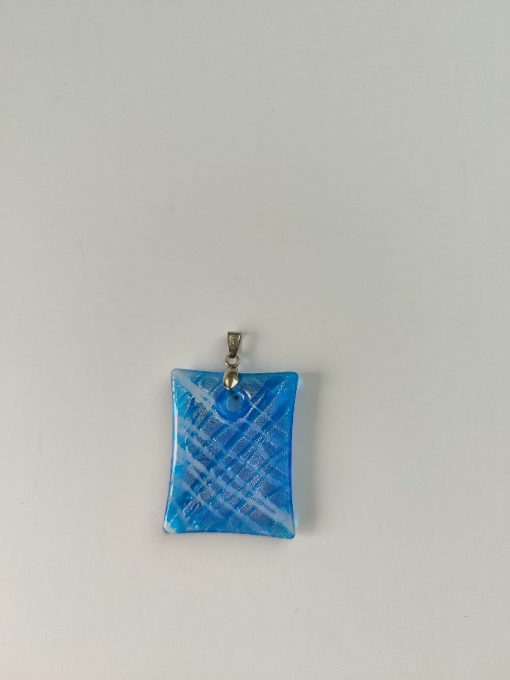 18KGP Blue Woven Art Glass Pendant